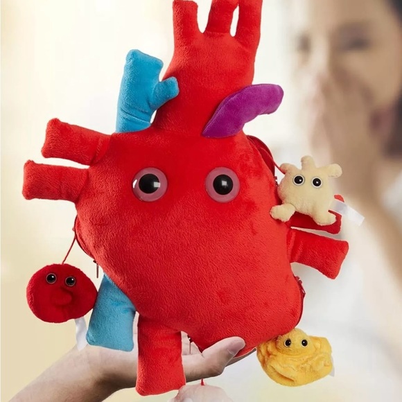GIANTmicrobes Deluxe 15" Heart with Blood Cells Plush, Heart Stuffed Animal, - Picture 6 of 7